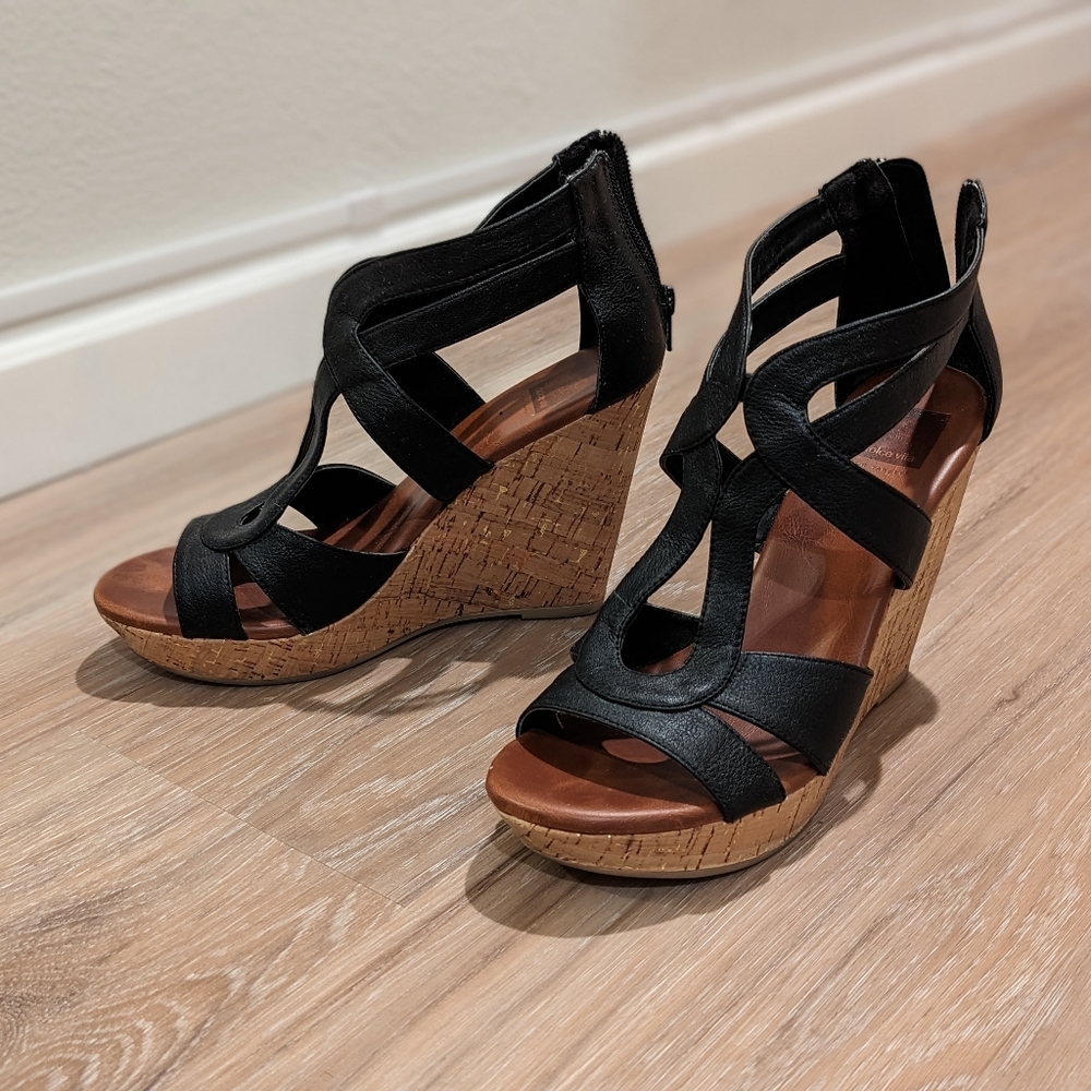 Dolce Vita for Target Black Wedge Sandals Size 9.5